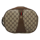GUCCI GG Supreme Web Sherry Line Clutch Bag PVC Beige Gold 89 01 034 Auth 121699-13