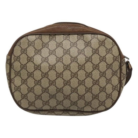 GUCCI GG Supreme Web Sherry Line Clutch Bag PVC Beige Gold 89 01 034 Auth 121699