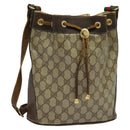 GUCCI GG Supreme Web Sherry Line Bag PVC Beige Gold 164 02 034 Auth 121700-1