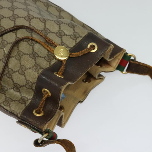 GUCCI GG Supreme Web Sherry Line Bag PVC Beige Gold 164 02 034 Auth 121700