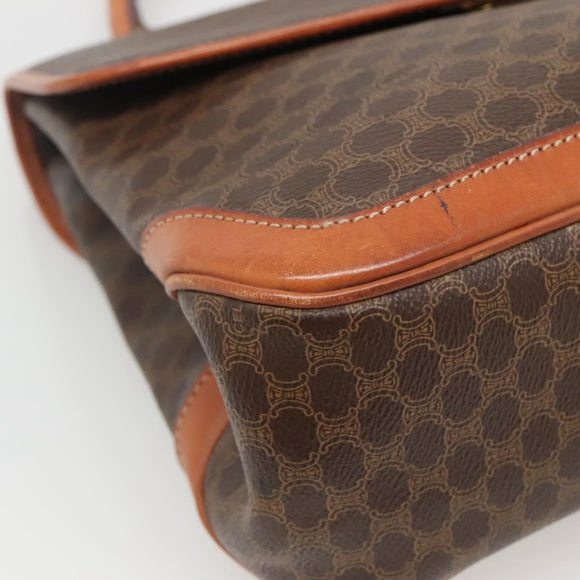 CELINE Macadam Canvas Hand Bag PVC Leather Brown Gold Auth 121702