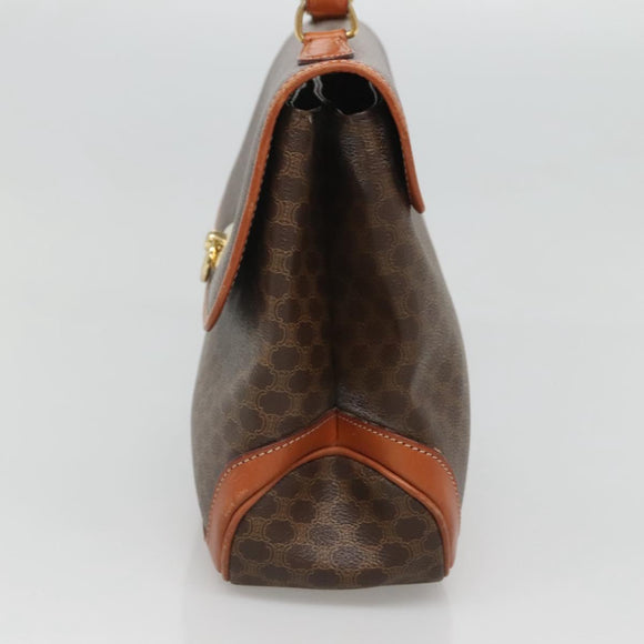 CELINE Macadam Canvas Hand Bag PVC Leather Brown Gold Auth 121702
