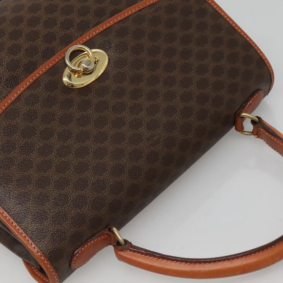 CELINE Macadam Canvas Hand Bag PVC Leather Brown Gold Auth 121702