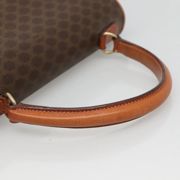 CELINE Macadam Canvas Hand Bag PVC Leather Brown Gold Auth 121702