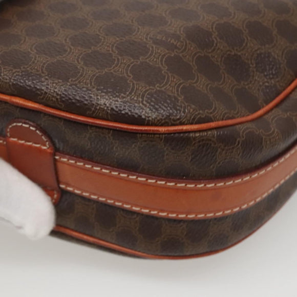 CELINE Macadam Canvas Shoulder Bag PVC Leather Brown Gold Auth 121703