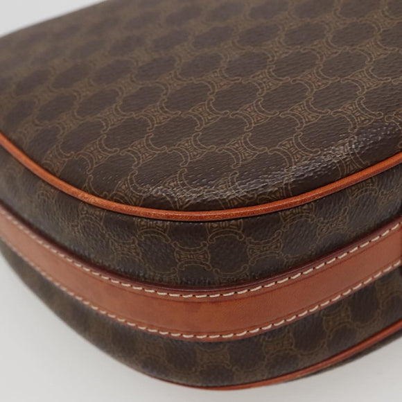 CELINE Macadam Canvas Shoulder Bag PVC Leather Brown Gold Auth 121703