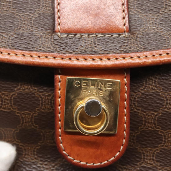 CELINE Macadam Canvas Shoulder Bag PVC Leather Brown Gold Auth 121703