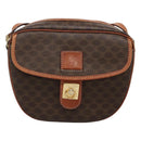 CELINE Macadam Canvas Shoulder Bag PVC Leather Brown Gold Auth 121703-13