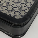 CELINE C Sulky Shoulder Bag Canvas Navy Gold Auth 121704-15