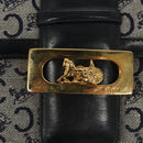 CELINE C Sulky Shoulder Bag Canvas Navy Gold Auth 121704-10