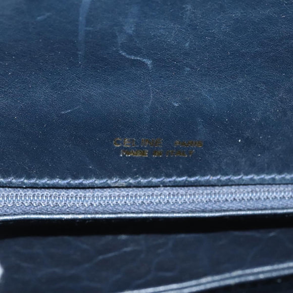 CELINE C Sulky Shoulder Bag Canvas Navy Gold Auth 121704