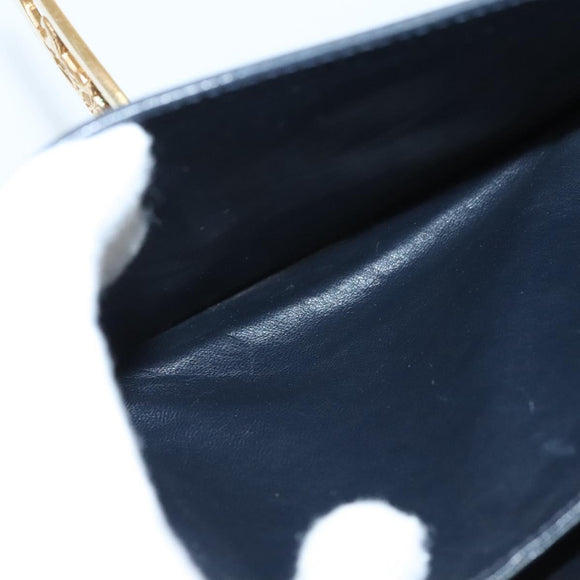 CELINE C Sulky Shoulder Bag Canvas Navy Gold Auth 121704