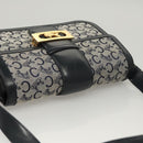CELINE C Sulky Shoulder Bag Canvas Navy Gold Auth 121704-6