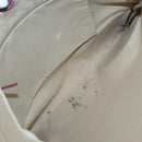 PRADA Tote Bag Canvas Leather Beige Silver Auth 121707-10