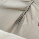 PRADA Tote Bag Canvas Leather Beige Silver Auth 121707-19