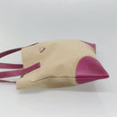 PRADA Tote Bag Canvas Leather Beige Silver Auth 121707-3