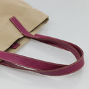 PRADA Tote Bag Canvas Leather Beige Silver Auth 121707-7