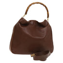 GUCCI Bamboo Shoulder Bag Leather 2way Brown Gold Auth 121718-1