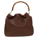 GUCCI Bamboo Shoulder Bag Leather 2way Brown Gold Auth 121718-2