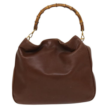 GUCCI Bamboo Shoulder Bag Leather 2way Brown Gold Auth 121718 - 0