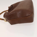 GUCCI Bamboo Shoulder Bag Leather 2way Brown Gold Auth 121718-5