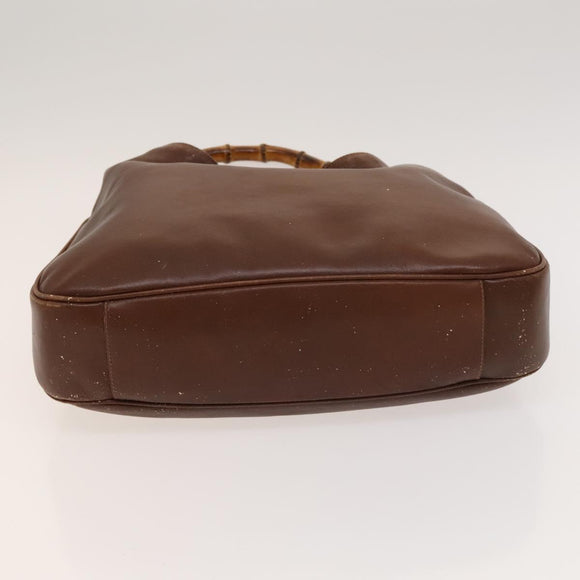 GUCCI Bamboo Shoulder Bag Leather 2way Brown Gold Auth 121718