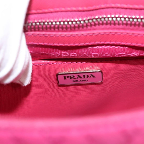 PRADA Chain Shoulder Bag Nylon Pink Silver Auth 121721