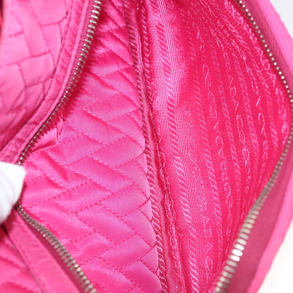 PRADA Chain Shoulder Bag Nylon Pink Silver Auth 121721