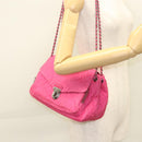PRADA Chain Shoulder Bag Nylon Pink Silver Auth 121721-24