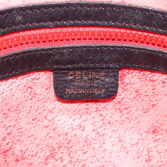 CELINE Shoulder Bag Leather Black Gold Auth 121723