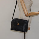 CELINE Shoulder Bag Leather Black Gold Auth 121723-23