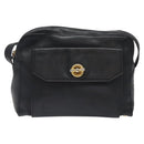 CELINE Shoulder Bag Leather Black Gold Auth 121723-13