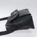 CELINE Shoulder Bag Leather Black Gold Auth 121723-4