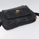 CELINE Shoulder Bag Leather Black Gold Auth 121723-6