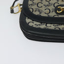 CELINE C Sulky Shoulder Bag Canvas Navy Gold Auth 121724-9