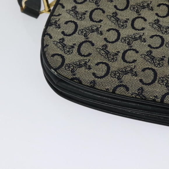 CELINE C Sulky Shoulder Bag Canvas Navy Gold Auth 121724