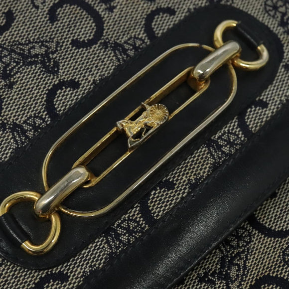 CELINE C Sulky Shoulder Bag Canvas Navy Gold Auth 121724