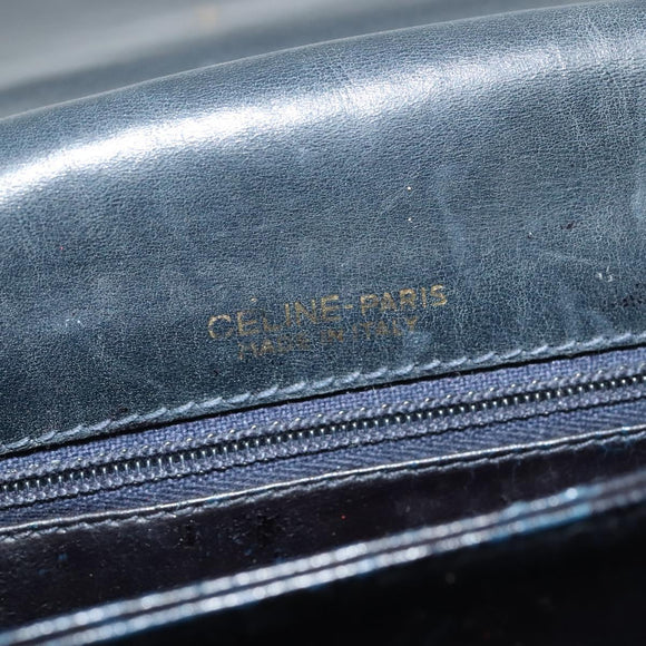 CELINE C Sulky Shoulder Bag Canvas Navy Gold Auth 121724