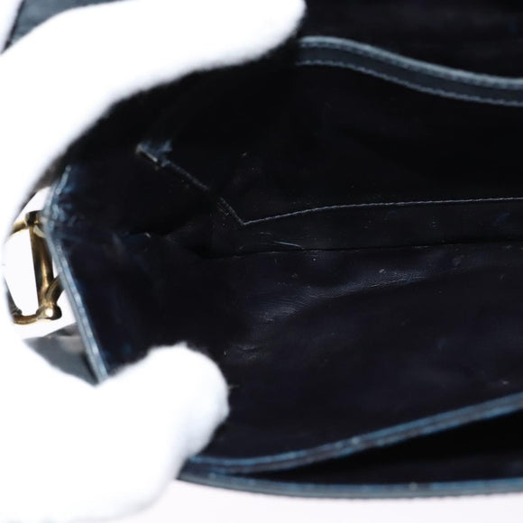 CELINE C Sulky Shoulder Bag Canvas Navy Gold Auth 121724