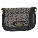 CELINE C Sulky Shoulder Bag Canvas Navy Gold Auth 121724-1