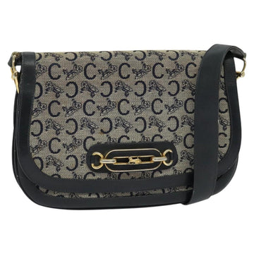 CELINE C Sulky Shoulder Bag Canvas Navy Gold Auth 121724