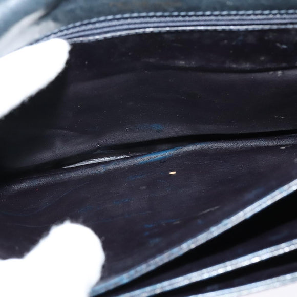 CELINE C Sulky Shoulder Bag Canvas Navy Gold Auth 121724