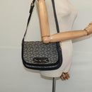 CELINE C Sulky Shoulder Bag Canvas Navy Gold Auth 121724-23