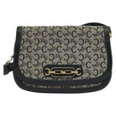 CELINE C Sulky Shoulder Bag Canvas Navy Gold Auth 121724-13