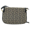 CELINE C Sulky Shoulder Bag Canvas Navy Gold Auth 121724-2