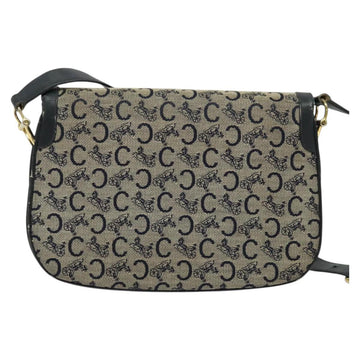CELINE C Sulky Shoulder Bag Canvas Navy Gold Auth 121724 - 0