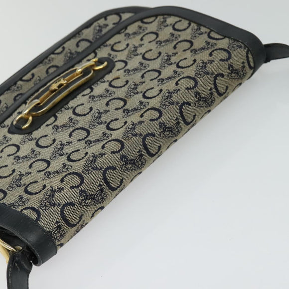 CELINE C Sulky Shoulder Bag Canvas Navy Gold Auth 121724