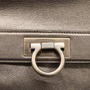 Salvatore Ferragamo Gancini Hand Bag Leather 2way Gold Tone Auth 121739-17