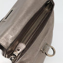 Salvatore Ferragamo Gancini Hand Bag Leather 2way Gold Tone Auth 121739-10