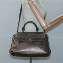 Salvatore Ferragamo Gancini Hand Bag Leather 2way Gold Tone Auth 121739-26